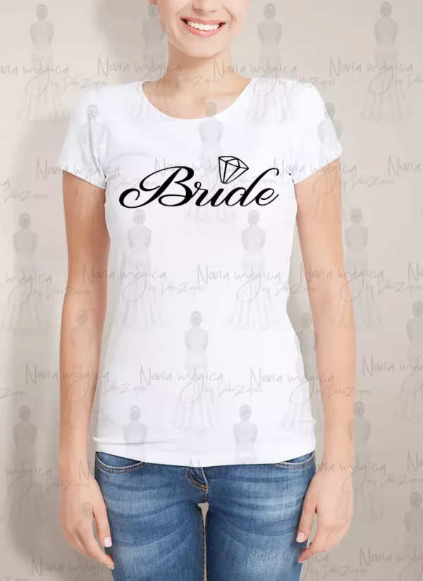 camiseta blanca de mujer bride con diamante