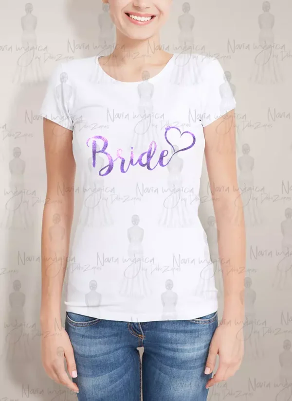 camiseta blanca de mujer bride corazón