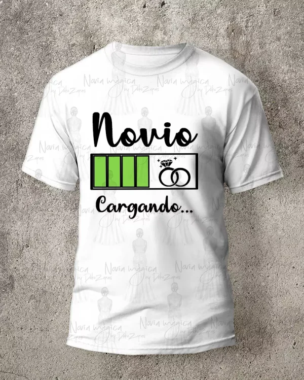 camiseta blanca hombre novio cargando