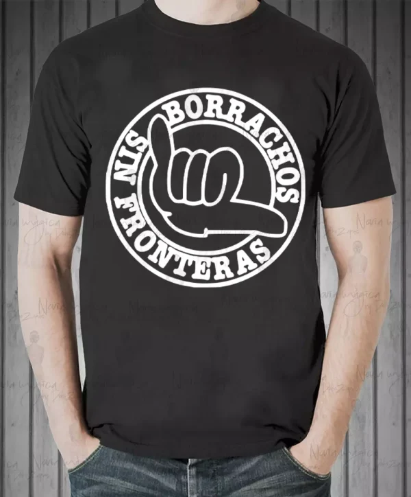 Camiseta negra de hombre "Borrachos sin fronteras"