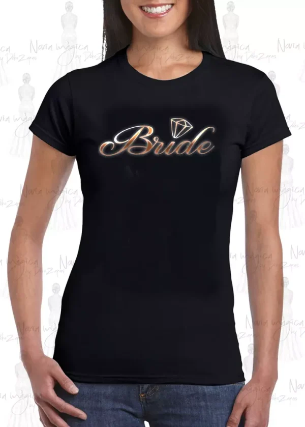 camiseta negra de mujer bride diamante