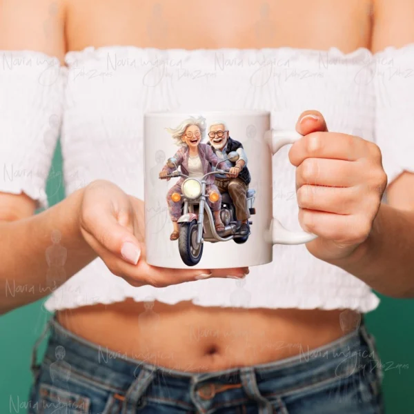 Taza para abuelos moteros