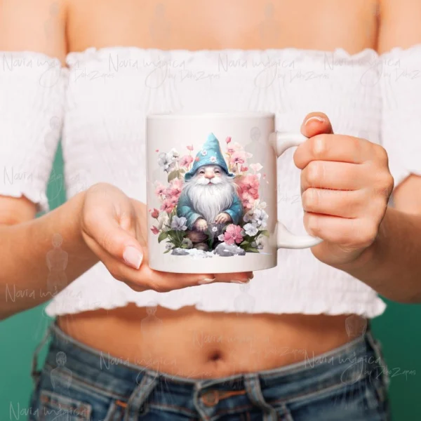 Taza Gnomo con flores